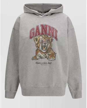 Ganni Cotton Hoodie - Gray