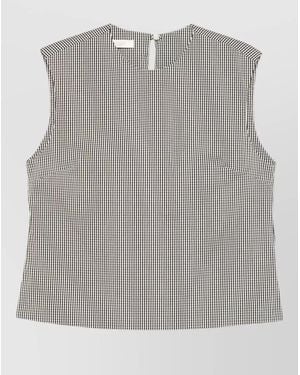 Incotex Edith Sleeveless Top Check Pattern Back - Gray