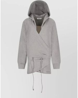 The Attico Fleece Hooded Mini Dress Asymmetric Hem - Grey