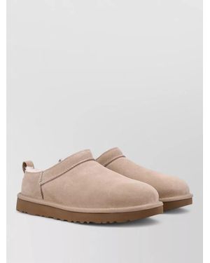UGG Micro Slippers Pull Tab Round Toe Rubber Sole - Natural