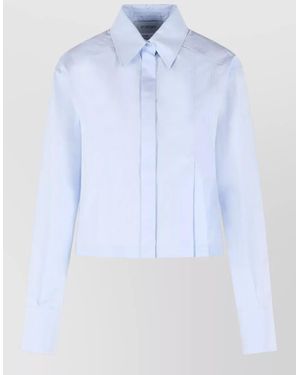 Sportmax Cotton Cropped Asymmetric Shirt - Blue
