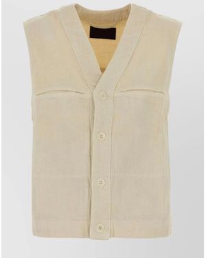Lemaire Sleeveless Canvas Vest Front Pockets - Natural