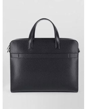 Ferragamo Textured Laptop Briefcase Dual Handle Strap - Black