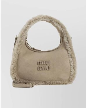 Miu Miu Stylish Shoulder Bag Detachable Strap - Natural