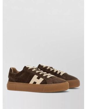 Hogan Sneakers Round Toe Rubber Sole Suede Upper - Brown