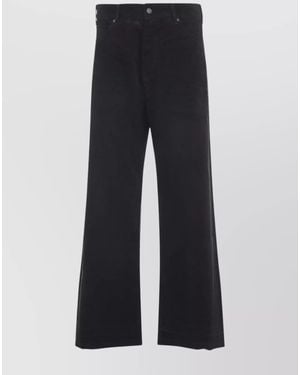 Celine Cotton Corduroy Low-Rise Straight-Leg Jeans - Blue