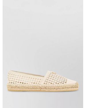 Prada Crochet Loafers Woven Detail Espadrille Sole - Natural