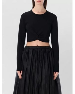 THE GARMENT Madison Knit Cropped Twist Front Top - Black