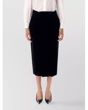 Saint Laurent Cotton Velvet Midi Wrap Skirt - Black