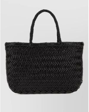 Dragon Diffusion Mini Flat Gora Leather Beach Bag - Black