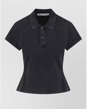 Alexander Wang Collared Denim Peplum Shirt Casual Style - Black
