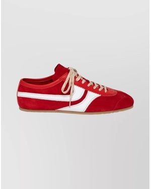 Dries Van Noten Low Top Sneakers With Rubber Sole And Stripe - Red