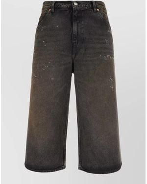 Our Legacy Denim Bermuda Shorts Belt Loops Pockets - Grey