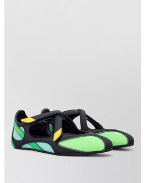 The Attico Mesh Leather Cutout Ballet Flats - Green