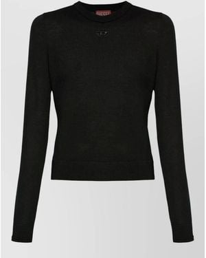 DIESEL Knitwear Top Long Sleeves Cutout Design - Black