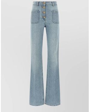 Valentino Garavani High Waist Flared Jeans Button Detail - Blue