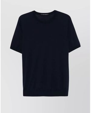 Tagliatore Plain Design T-Shirt With Short Sleeves - Blue