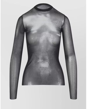 Jean Paul Gaultier Sheer Long Sleeve Mesh Top Design - Grey
