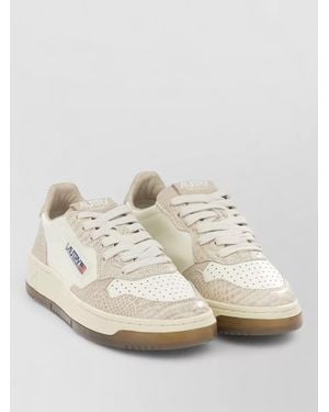 Autry Medalist Low Top Sneakers Crocodile Texture Lace Up - White