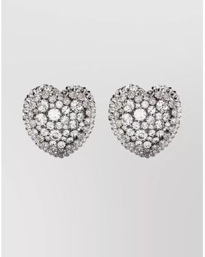 Alessandra Rich Heart-Shaped Crystal Earrings-Tone Finish - Metallic