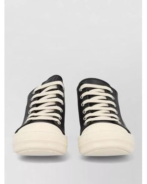 Rick Owens Low Top Lace Up Shoes Contrasting Sole - Black