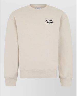 Maison Kitsuné Cotton Crew Neck Sweatshirt Long Sleeves - Natural