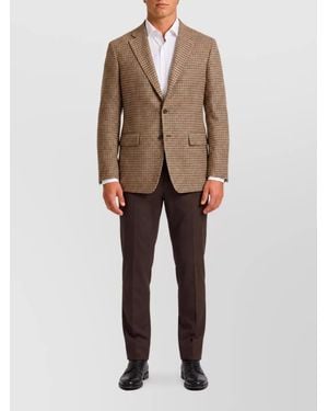 Tagliatore Houndstooth Single-Breasted Suit Jacket - Natural