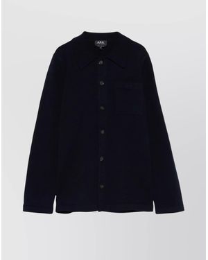 A.P.C. Ribbed Texture Chest Pocket Long Sleeves - Blue