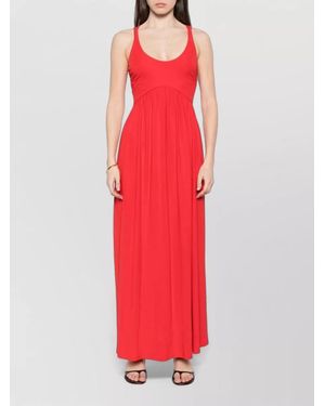 Sportmax Sleeveless Silk Dress Scoop Neckline - Red