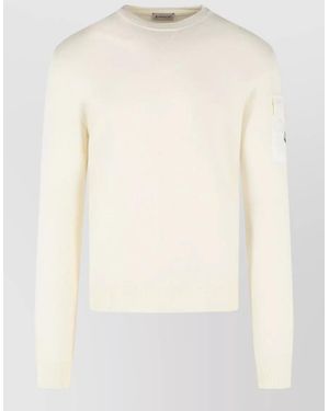 Moncler Tricot Virgin Wool Crew Neck Sweatshirt - White
