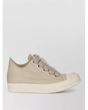 Rick Owens Low Top Sneakers Textured Laces Rubber Sole - Natural