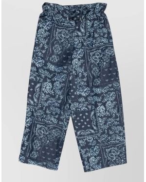 Emporio Armani Cotton Shorts Paisley Print Elastic Waistband - Blue