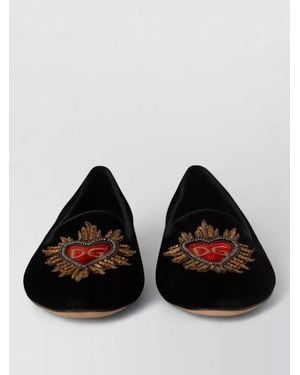 Dolce & Gabbana Leather Slip-On Slippers - Black