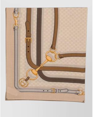 Gucci Logo-Print Scarf - Natural