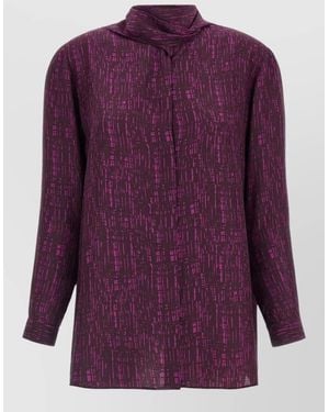 Gianluca Capannolo Silk Printed Long-Sleeve Blouse - Purple