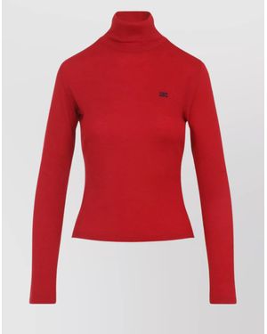 Celine Wool Turtleneck Long Sleeve Top - Red