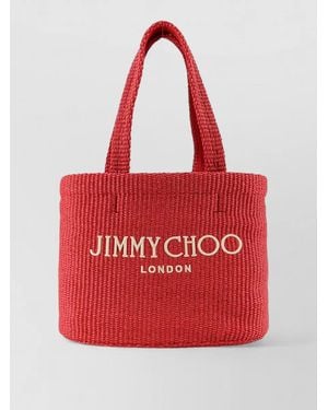 Jimmy Choo Na Raffia Tote Bag - Red