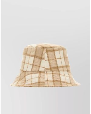 Helen Kaminski Wool Blend Clarion Bucket Hat With Checkered Pattern - Natural