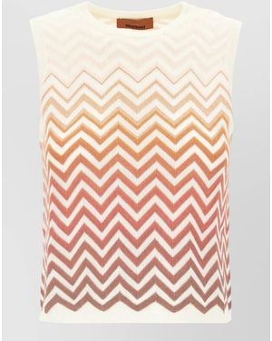Missoni Chevron Gradient Cotton Blend Sleeveless Top - Pink