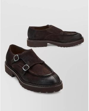 Doucal's Leather Monk Shoes - Black