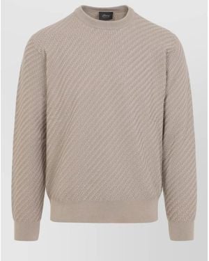 Brioni Cotton Silk Pullover Crew Neck Long Sleeves - White