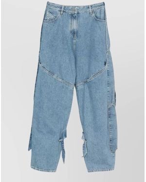 The Attico Wide Leg Knotted Jeans Pants - Blue