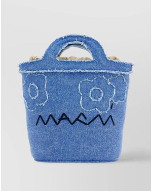 Marni Tropicalia Mini Denim Bucket Bag - Blue