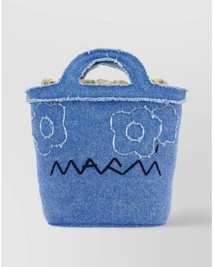 Marni Mini Tropicalia Denim Bucket Bag - Blue