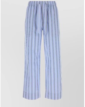 Tekla Striped Poplin Trousers Elastic Waistband - Blue