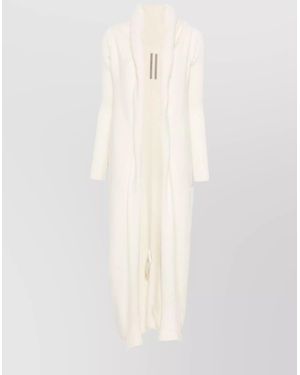 Rick Owens Long Ribbed Knit Cardigan With Shawl Collar - White