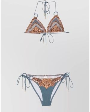 Zimmermann Mahon Paisley Triangle Bikini Tie Side - White