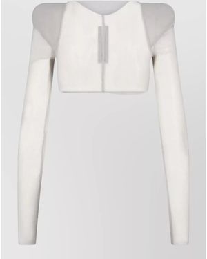 Rick Owens Cropped Jacket Long Sleeves Sheer Panels - White