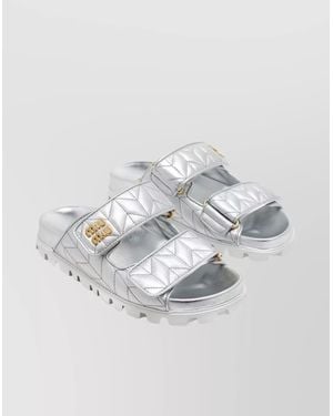 Miu Miu Leather Sandals - Grey