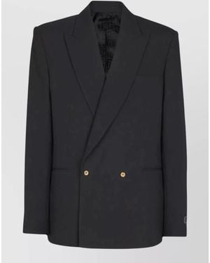 Balmain Wool Double Breasted Blazer Jacket Two Buttons - Black